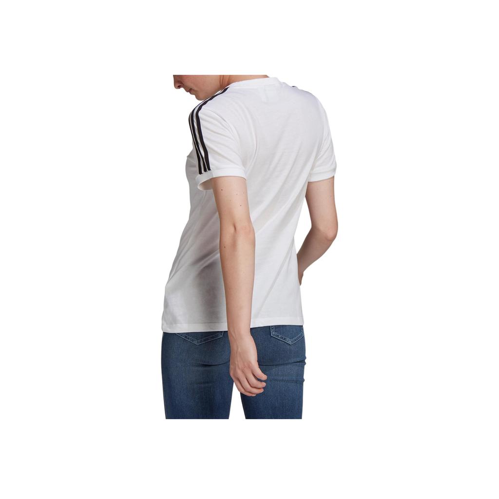 Adidas Originals Adicolor Classics 3 Stripes Tee Sports Training Striped Print Crew Neck Fitted Short Sleeve T-Shirt Women Tops White GN2913