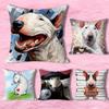 Lustige Bullterrier Hund Kissenbezüge für Schlafzimmer Wohnzimmer Sofa Heimdekoration Polyester Kissenhülle mit Reißverschluss