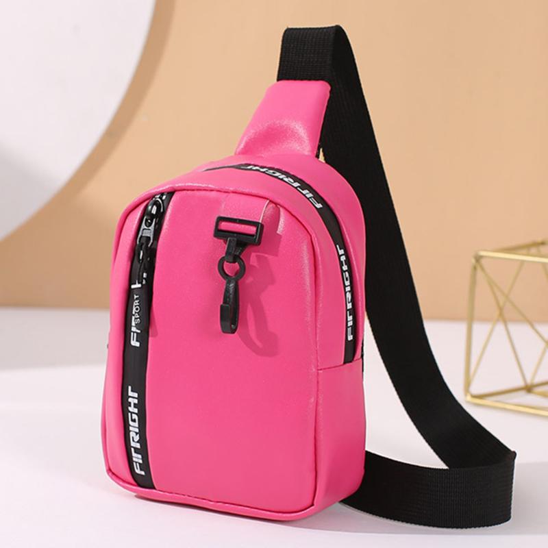 Damen-Brusttasche, schlichte modische Umhängetasche in Kontrastfarbe, breiter Schultergurt, lässige Biker-Tasche