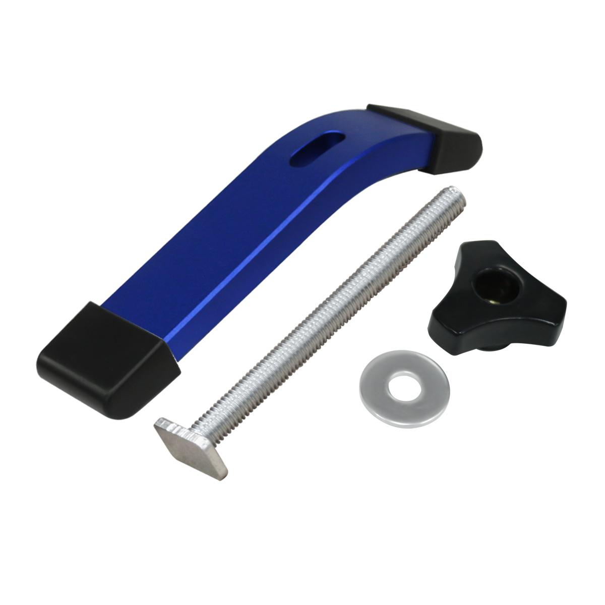 

Woodworking Aluminum Alloy Quick Acting Hold Down Clamp for T-Track, Adjustable T-Slot Workbench Clamping Tool 1pc синій