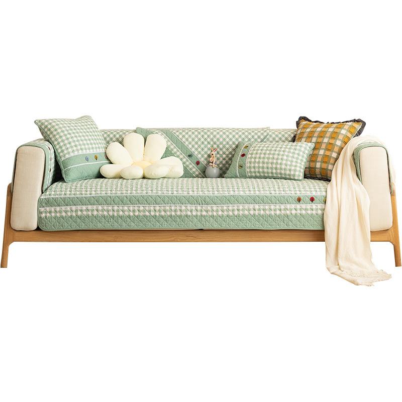 Four Seasons Universal Pure Cotton Sofa Cushion Anti-Slip Fabric Seat Cushion Simple Modern Solid Wood Sofa Cover Cover