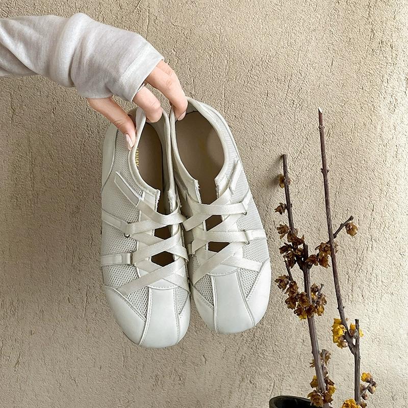 Fashion 2025 New Spring Mary Jane Cross Strap Flats Shoes Women Fashion Elegant Round Toe Ladies Comfort Soft Sole Ballerinas Shoes