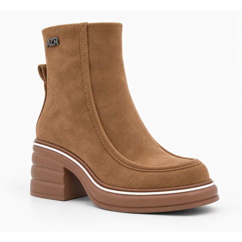 Botín Taupe Plataforma Tacón Ancho Moderno Montevita 105423
