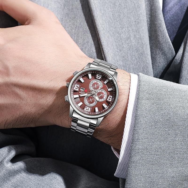 Watch Men'S Calendar Color Disc Trend Business Men'S Steel Belt Quartz Watch