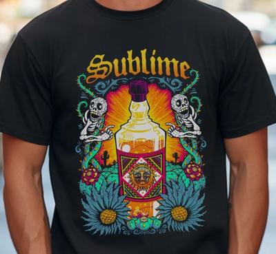 Sublime 40 Oz Bottle T-Shirt Rock Band On Vintage Black Comfort Colors Tee