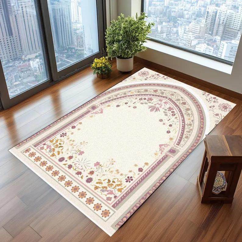 

Rich Design Rug Decorative Prayer Rug with Vintage Board Colorful Sajadah Sustainable Prayer Rug Gift for Eid Rug Textured Rugs 40x60cm