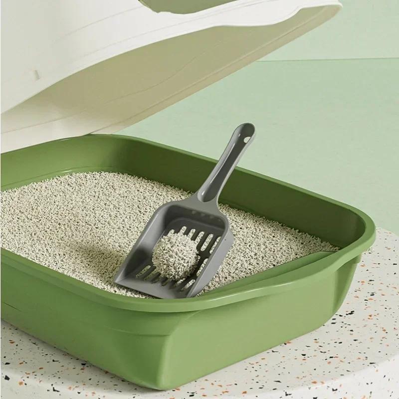 Large Capacity Cat Bedpans Fully Enclosed Cat Litter Box Anti-Spill & Sand-Leakage Pet Toilet Plastic Cat Sandbox Sanitary Tray
