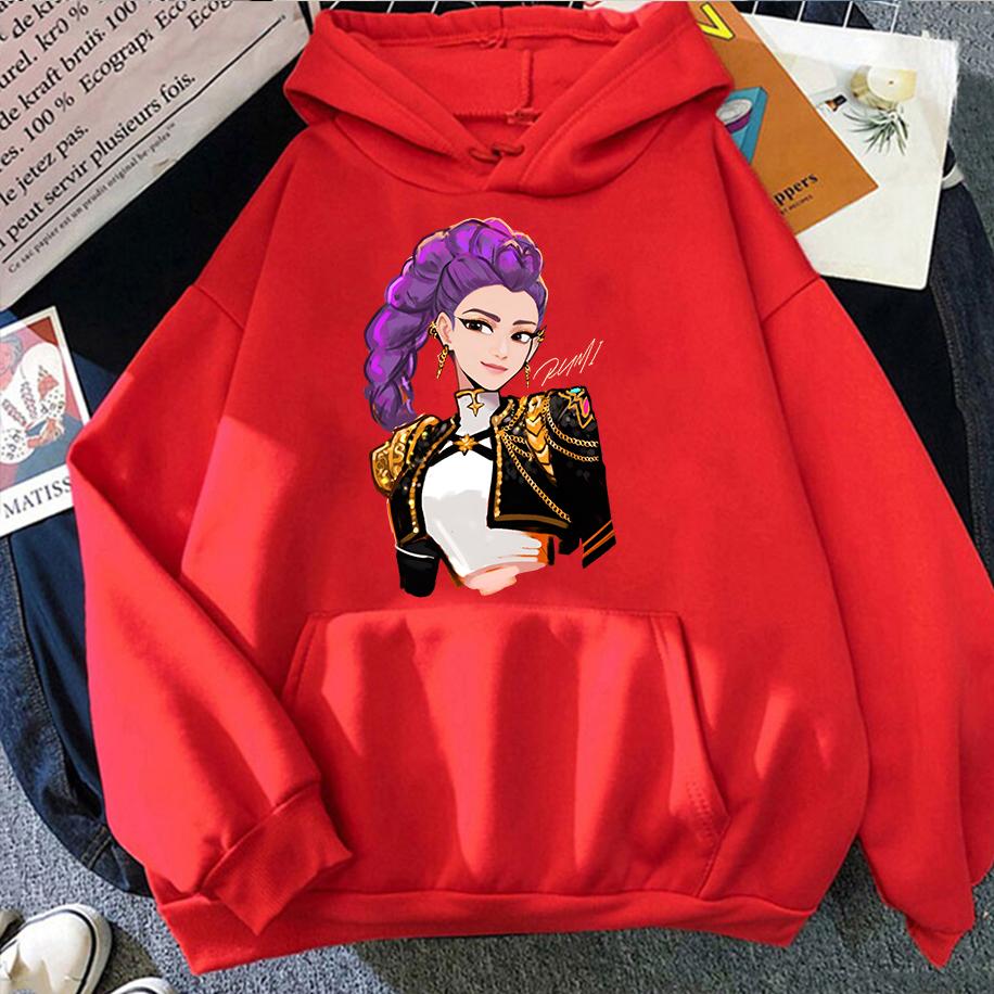 

K-Pop Demon Hunters Rumi Drawing Print Men Woman Hoodies Funny Harajuku Loose Casual Loose Couple s Clothing Top 3XL