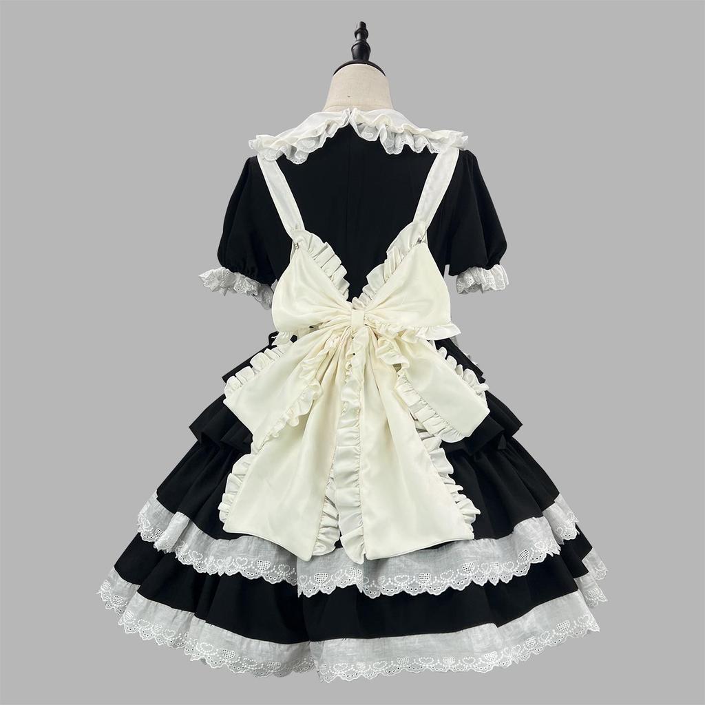 Noble Sweet & Spicy Black Pink Lolita Maid Dress