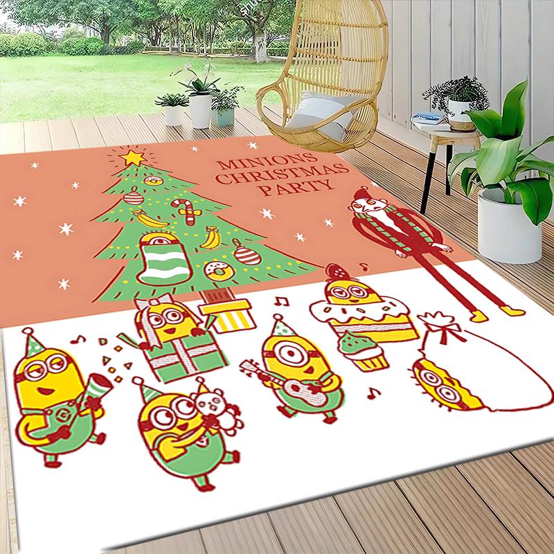 1Pc Christmas Minions Snowscape Carpet Rug Soft Washable Antislip Home Living Room Sofa Mats Personalized Christmas Rug