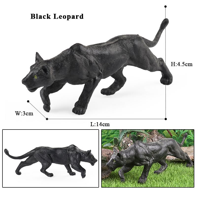 Oenux African Wild Animals Lion Tiger Yak Antelope Crocodile Zebra Black Panther Model Figurines Home Decoration Toy Kids Gift