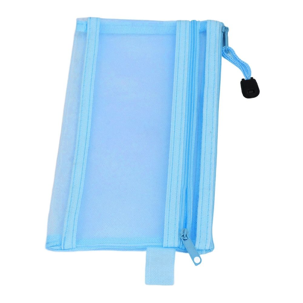 10pcs Blue/Pink/Black/White/Grey Mesh Zipper Pouch Double Layer File Pouch for A6 Paper  Home