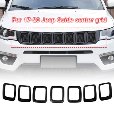 7PCS Car Front Grille Cover Grill Ring Inserts Frame Trims Kit Fit Suitable For Jeep Compass 2017 2018   Inserts