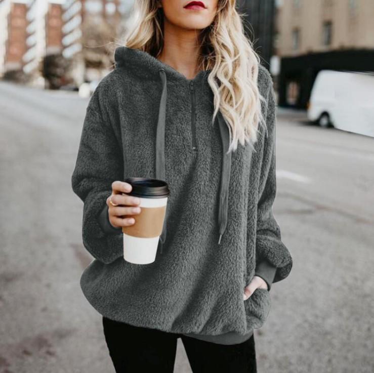 Felpa con cappuccio da donna invernale a maniche lunghe in pile pullover maglione caldo maglioni