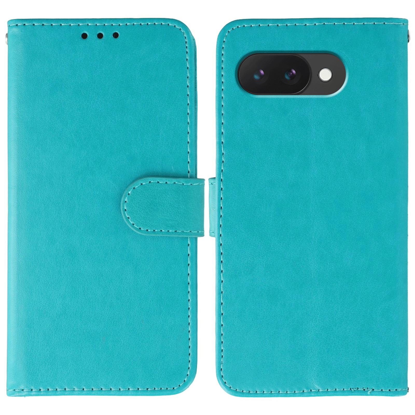 

For Google Pixel 9a Case PU Leather Flip Wallet Phone Cover with Strap Blue