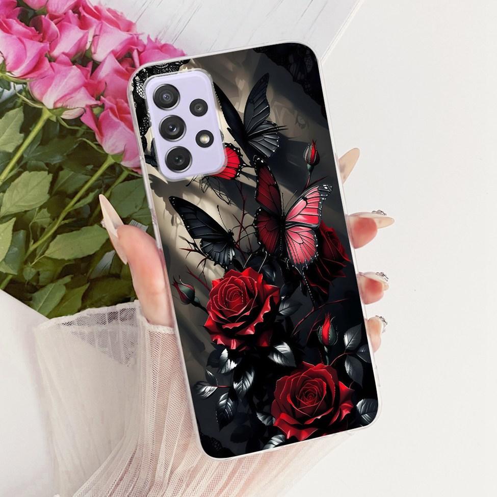 Transparent For Samsung Galaxy A72 4G Case Cute Fashion Flowers Funny Painted Casing For Samsung A72 4G SM-A725M SM-A725F Cover