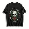 Life Is A Journey Not Destination Skull Floral Graphic Tee Pure Cotton T-shirt