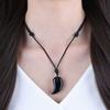 Koai Obsidian Amulet Magatama Adjustable for Men and Women Necklace, Length,