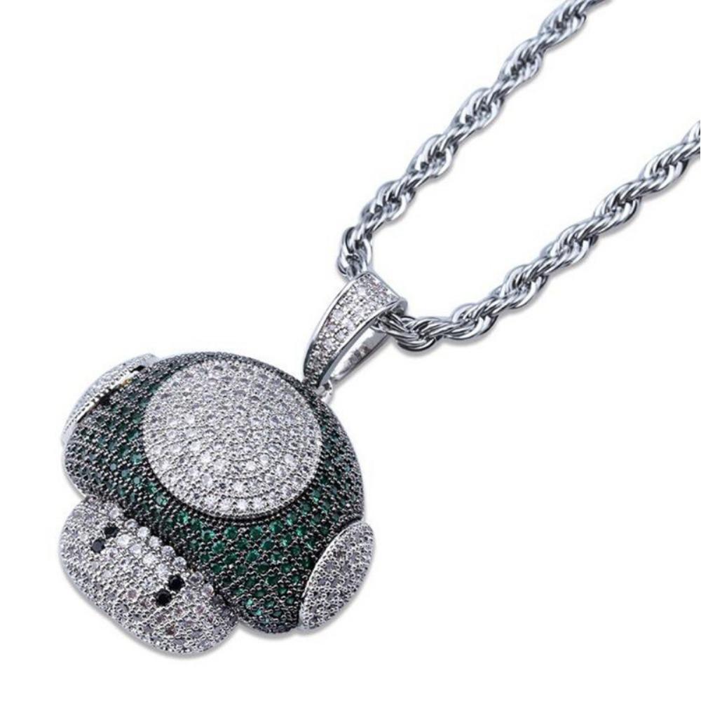 Fashionable Ice Mushroom Necklace and Pendant Copper Bicolor Cubic Zircon Necklace