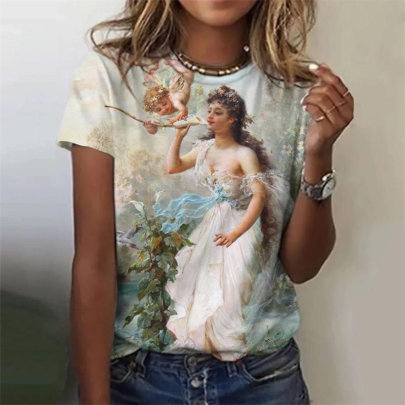 Modisches Damen-T-Shirt mit niedlichem Pfauen-Grafikdruck, 3D-Druck, Kurzarm, Sommer-T-Shirts, übergroß, locker sitzende Damenbekleidung