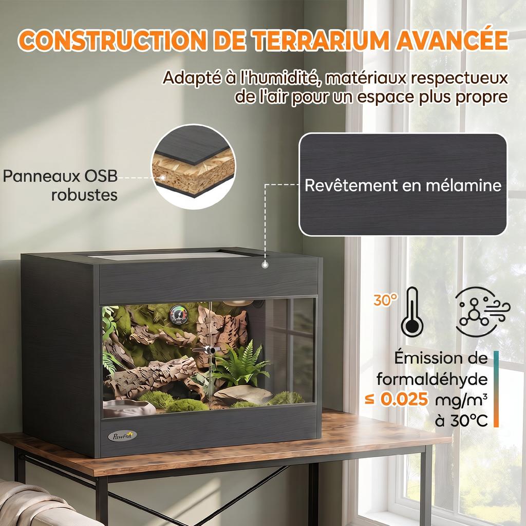OSB Wooden Terrarium Tempered Glass Door Vivarium 60x45x45cm