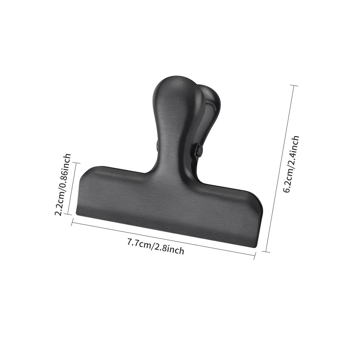 Зажимы для пакетов из нержавеющей стали для пищевых продуктов прочные металлические серебряные зажимы для пищевых продуктов зажимы для офисной бумаги герметичные зажимы для закусок M чёрный 526₽