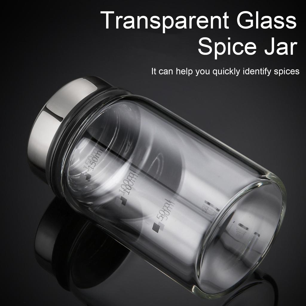 150mL Glass Seasoning Jar With Scale 4 Outlets Spice Jars Kitchen Chili Pepper Powder Sprinkling Jar Barbecue Salt