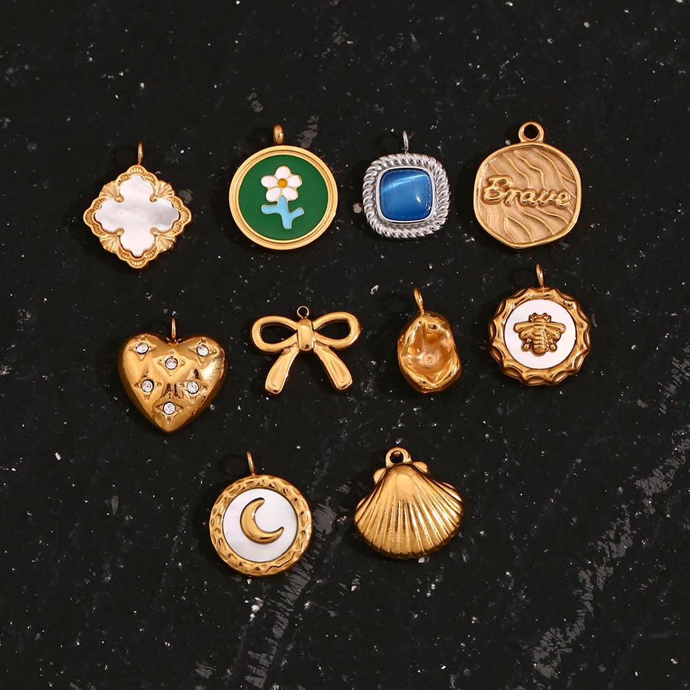 MamacitaSlay Handmade DIY Heart Butterfly Knot Moon 18k gold plated charms for jewelry making Waterproof Pendant cute charms