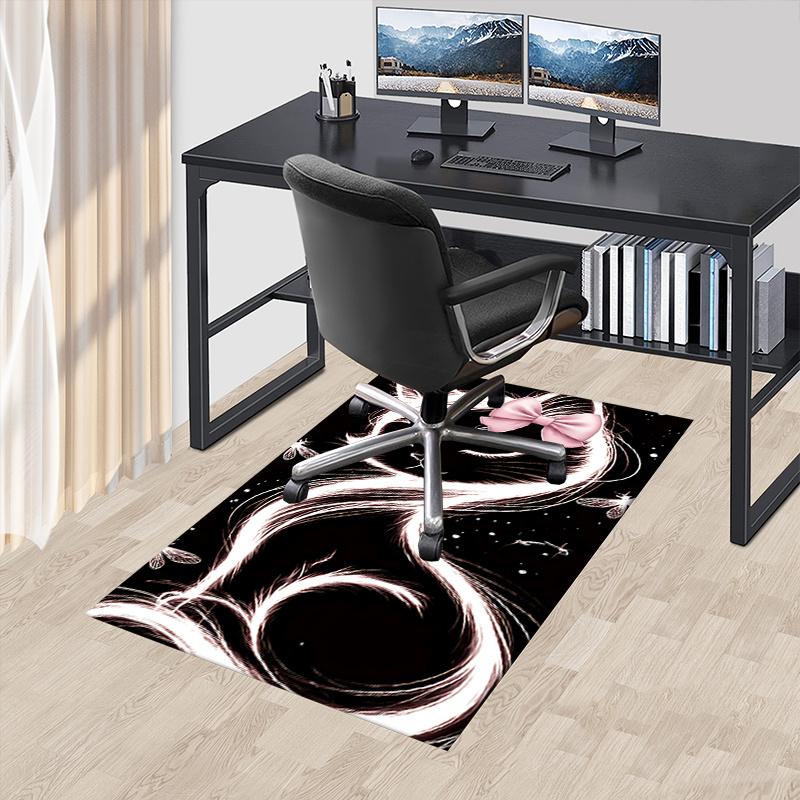 Charming Cat Chair Mat Office Carpet with Bow Design, Home Decor, Suitable for Bedroom, Living Room, and Various Rooms, Perfect Gift Idea