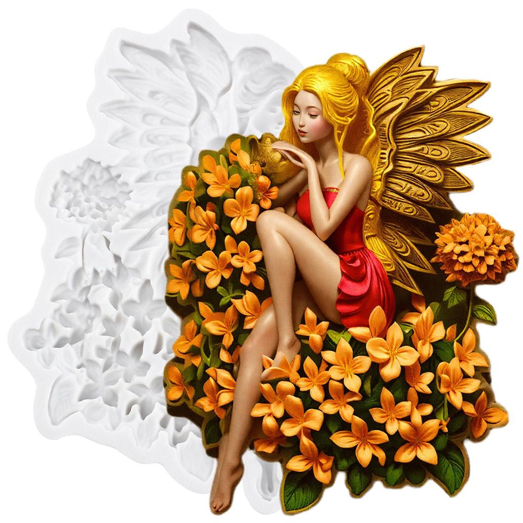 Flower Fairy Silicone Mold Butterfly Fairy Fondant Molds Cake Decorating Tools Theme Cake Dessert Decorated Chocolate Candy Mold