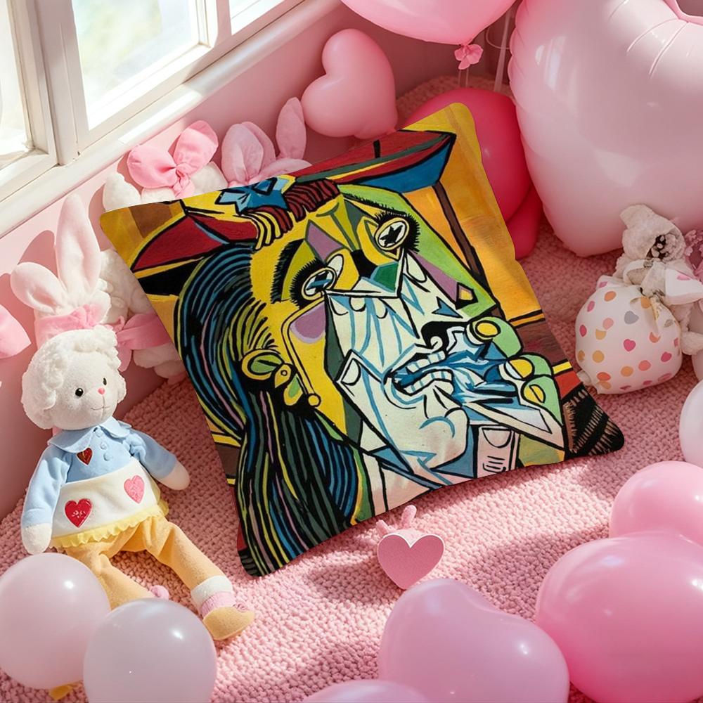 Amerykańska Sztuka P-Picasso Poszewka na Poduszkę Miękki Pluszowy Materiał Dwustronnie Drukowana Poszewka na Poduszkę Ciepła Zimowa Poduszka na Sofę