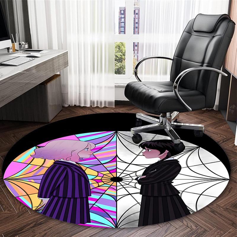 1pc Addams Family Wednesday7 Print Round Carpet Chair Round Carpet Suitable for Bedroom Living Room Home Decorative Carpet