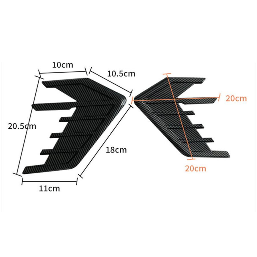 2x Universal Car Side Wing Fins Air Flow Fender Vent Trim TPU Carbon Fiber Style
