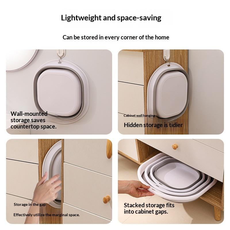 3Pcs Foldable Washbasin Dormitory Student Washbasin Portable Travel Plastic Compression Basin Folding Water Basin Household