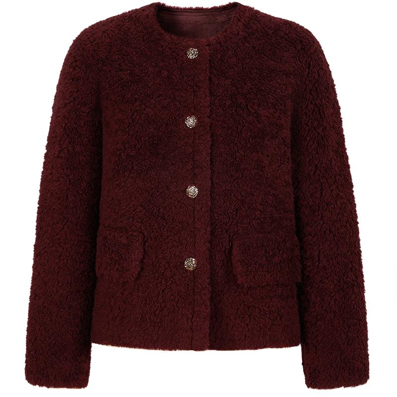 

JUZUI ANNACOLL Women s Elegant 100% Wool Sherpa Short Jacket XL