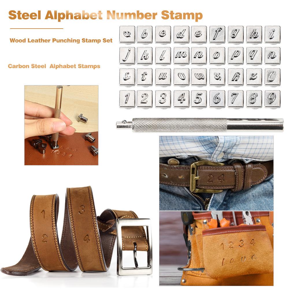 36pcs Steel Alphabet Number Stamp Punch Set for Leather Wood Craft Tools Kit Metal Leather Punch Tools Staming Leathercraft