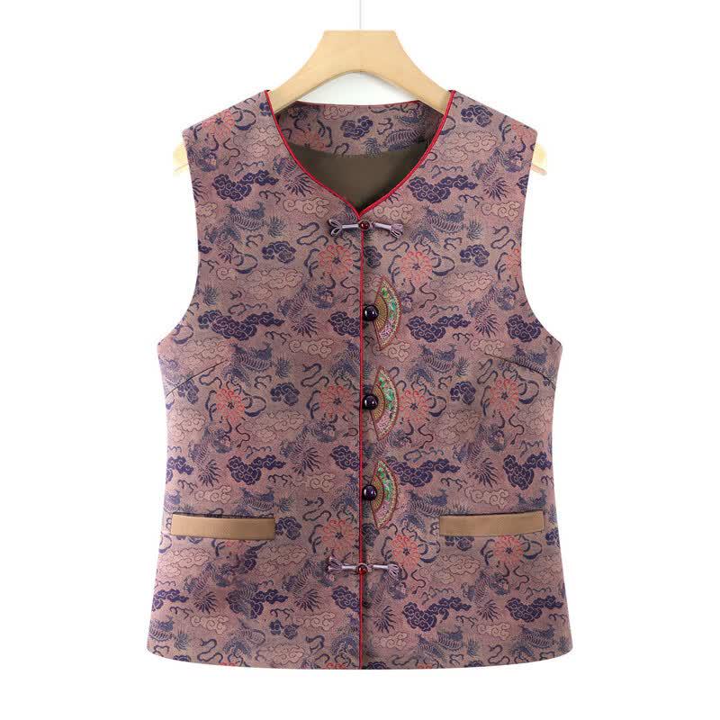 Elderly Women's Floral Print Vest