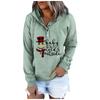 Women  Winter Casual Christmas Fashion Print Hooded Button Sweatshirt