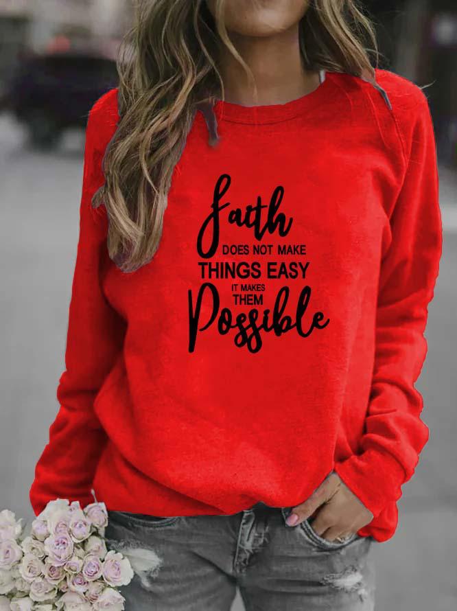 Women's Letter Print Round Neck Hoodie