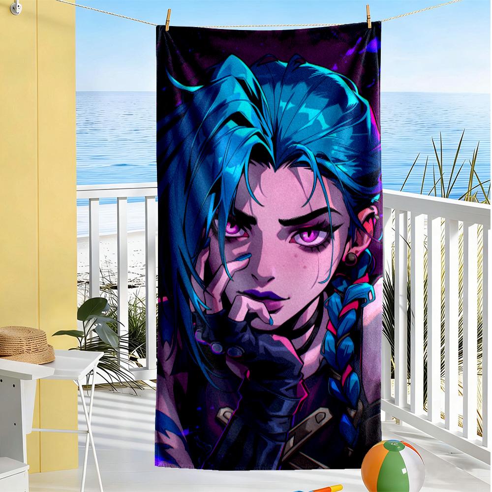 League of Legends Jinx soft beach towel Foldable summer vacation towel Fashion Lovers Spiritual Gift