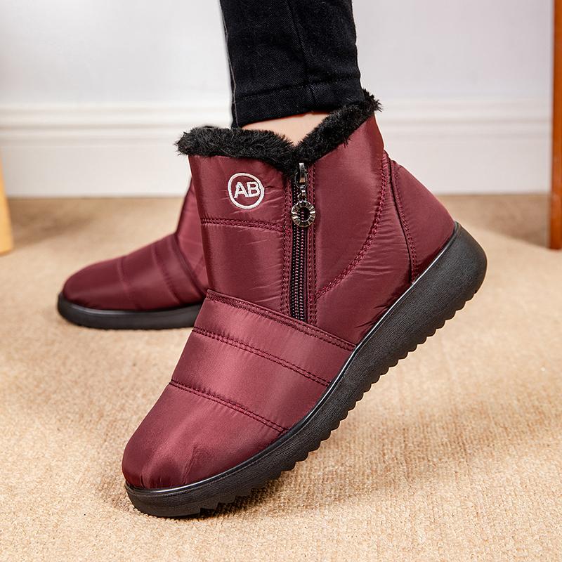 Lucyever Fashion Zipper Waterproof Snow Boots for Women Keep Warm Non Slip Winter Boots Woman Plus Size Platform Ankle Booties