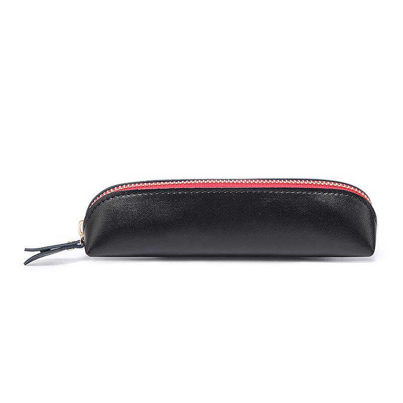 Solid Color Zipper Stationery Bag Pencil Case Large Capacity Student Stationery Box