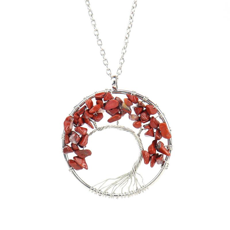 Hand Winding Bending Tree Of Life Necklace Natural Irregular Gravel Crystal Necklace N80