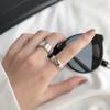 Stylish And Sleek Pure Silver Adjustable Ring Thick Band Geometric Design For Look Trendy