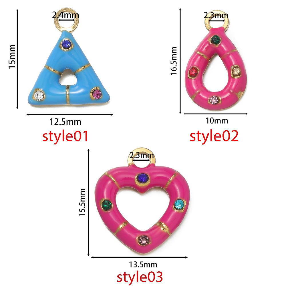 1 pièce/lot Pendentifs Triangle Ovale Cœur d'Amour Multicolores en Acier Inoxydable Pour Bracelet Collier DIY Accessoires de Bijoux