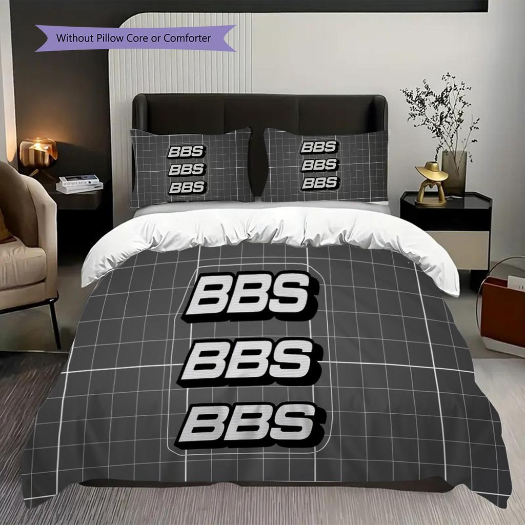 Bold Bbs Grid Bedding (1 * Duvet Cover + 2 * Pillowcase, Without Core) 2D Flat Christmas Birthday Gift Bedding Set Soft and Comfortable