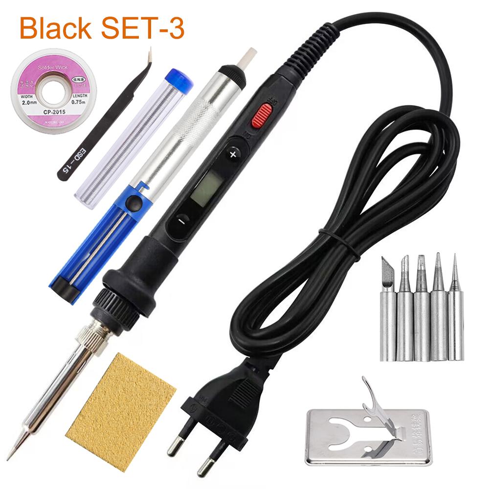 80W Electric Soldering Iron Adjustable Temperature LCD Digital Display Switch 110V 220V Welding Solder Repair Tools US EU Plug