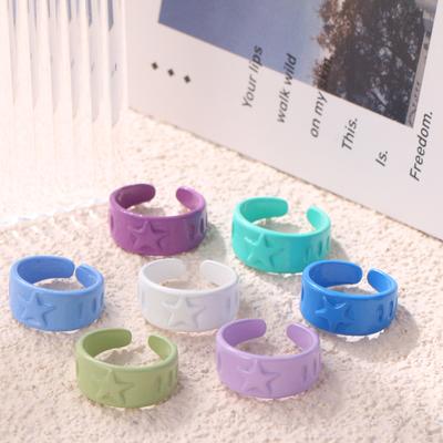 Retro Ayarlanabilir Yıldız Künye Yüzük Moda Mizaç Kadın Punk Yüzük Trend Takı