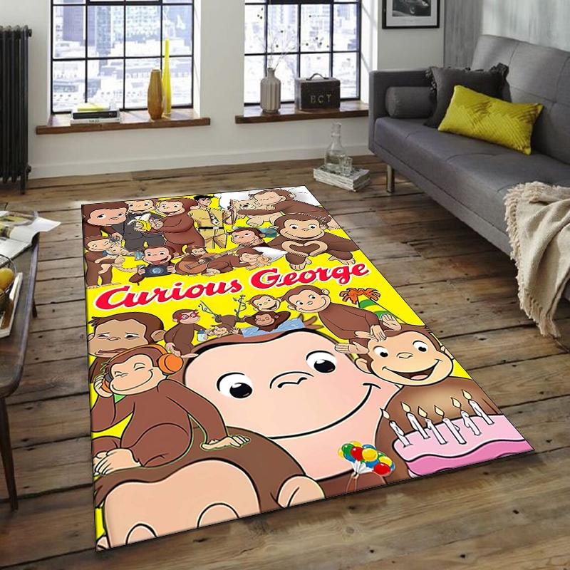 1pc Curious George Design Area Rug - Non-Slip, Soft & Cozy Floor Mat for Living Room, Bedroom, Office - Indoor/Outdoor Decorative Carpet