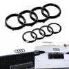 For A2 A3 A4 A5 A6 A7 Q2 Q3 Q5 Q8 TT ABS Black Hood Front Bonnet Grill Rear Trunk Emblem Logo Badge Sticker Decal 4 Ring Logo